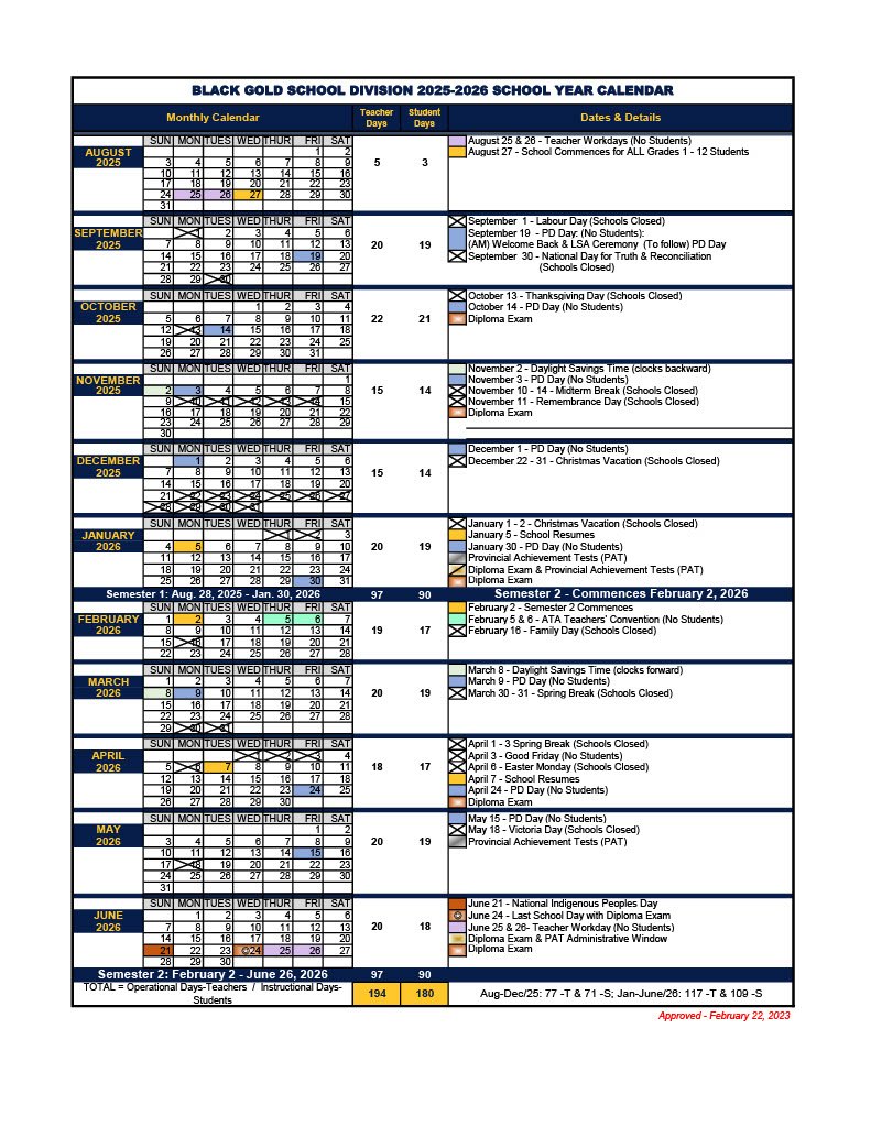 2025-2026 BGSD Calendar